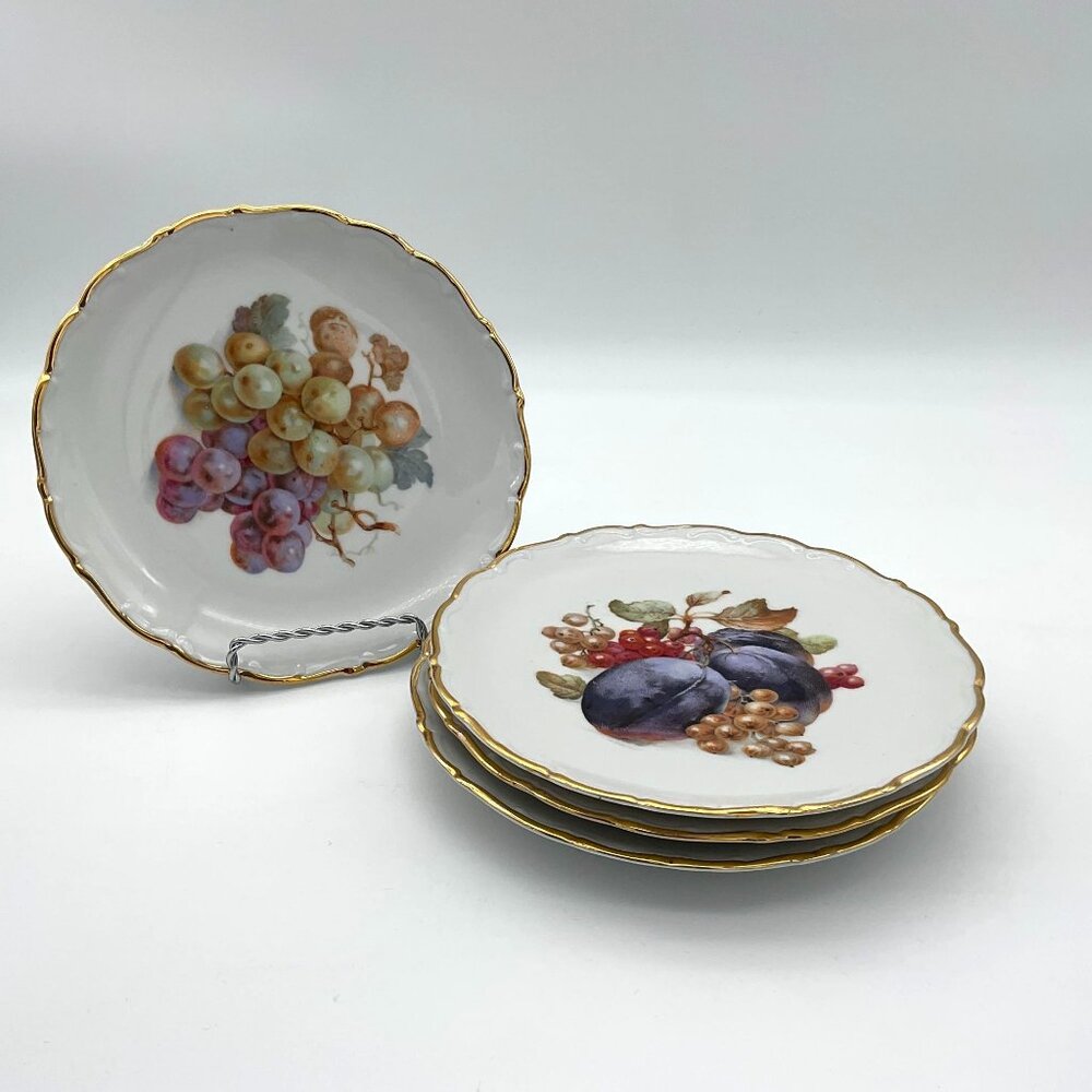Schumann Arzberg Bavaria Germany VTG Fruit Pattern Dessert Plates Set of 4